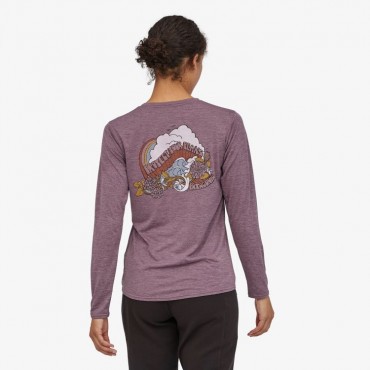 Women's Long-Sleeved Capilene Cool Daily Graphic Shirt-Bottom-turn Bliss Hyssop Purple X-Dye