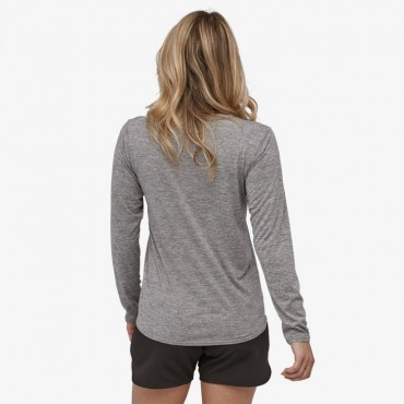 Women's Long-Sleeved Capilene Cool Daily Graphic Shirt-Fitz Roy Far Out Feather Grey