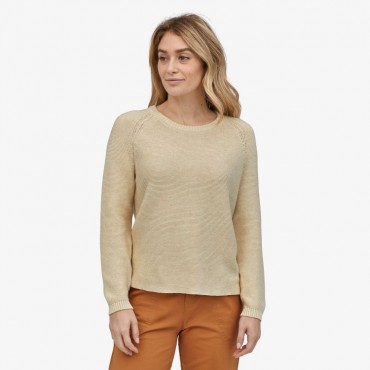 Women's Long-Sleeved Organic Cotton Spring Sweater-White Wash