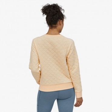 Women's Organic Cotton Quilt Crew Sweatshirt-Vela Peach