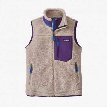 Women's Classic Retro-X Fleece Vest-Natural w/Purple