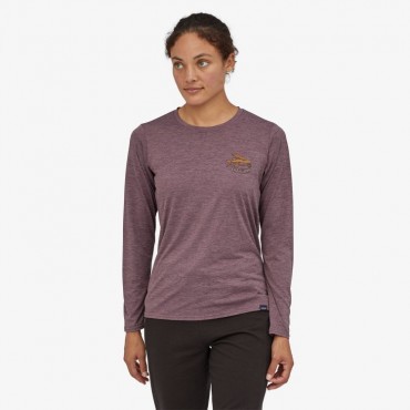 Women's Long-Sleeved Capilene? Cool Daily Graphic Shirt-Bottom-turn Bliss Hyssop Purple X-Dye