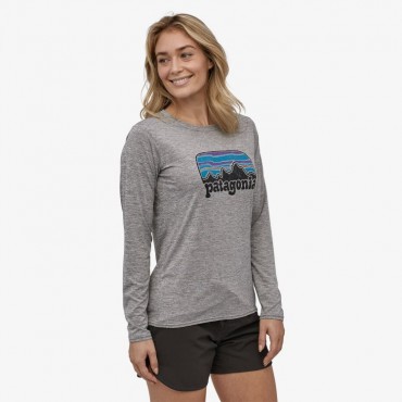Women's Long-Sleeved Capilene? Cool Daily Graphic Shirt-Fitz Roy Far Out Feather Grey
