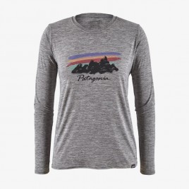 Women's Long-Sleeved Capilene? Cool Daily Graphic Shirt-Free Hand Fitz Roy Feather Grey