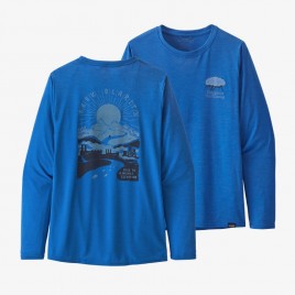 Women's Long-Sleeved Capilene? Cool Daily Graphic Shirt-Seek Clarity Alpine Blue X-Dye